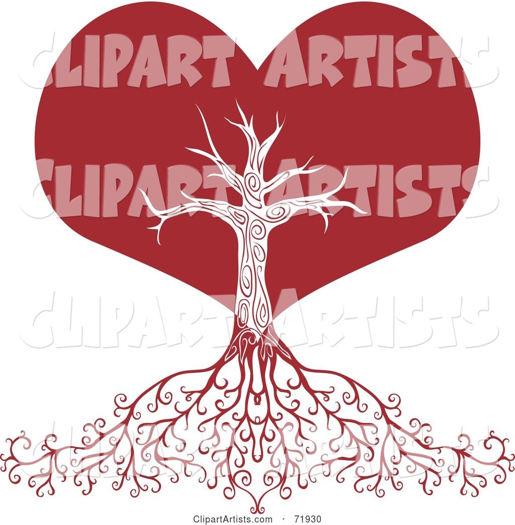 Red Heart Tree with Deep Roots