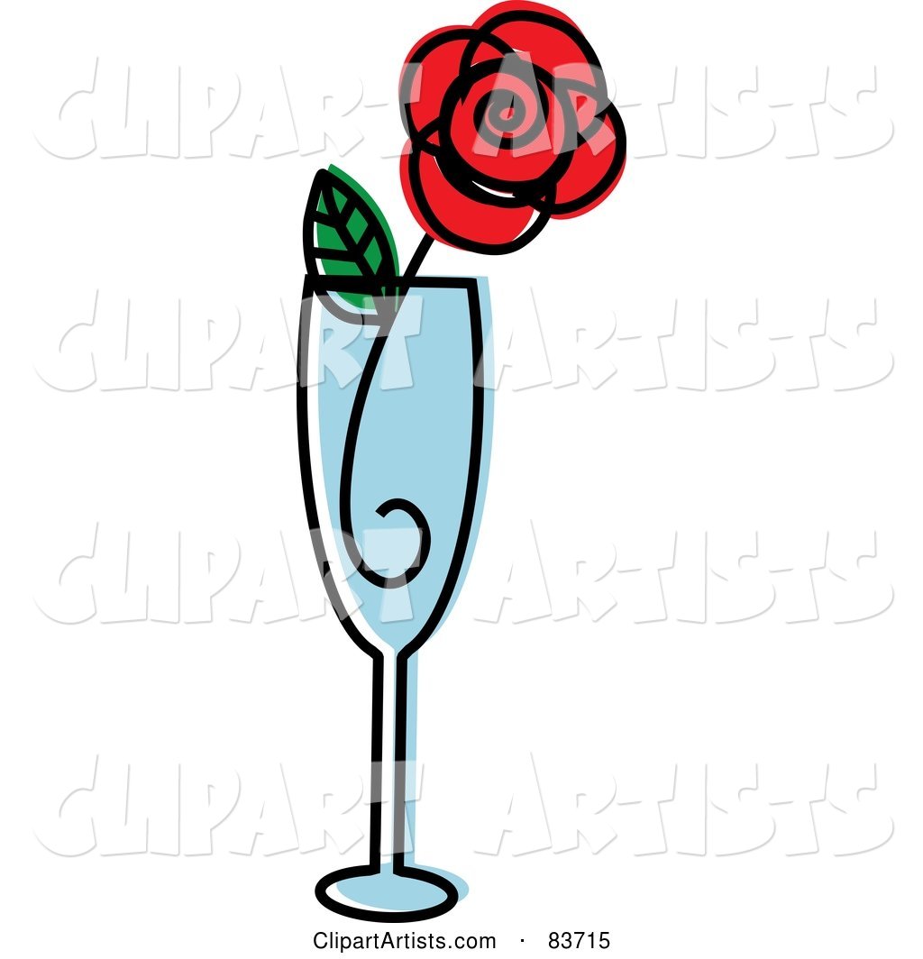 Red Rose in a Champagne Flute
