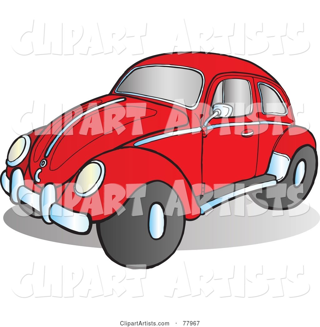 Red Slug Bug Car with Chrome Accents on the Side and Hood