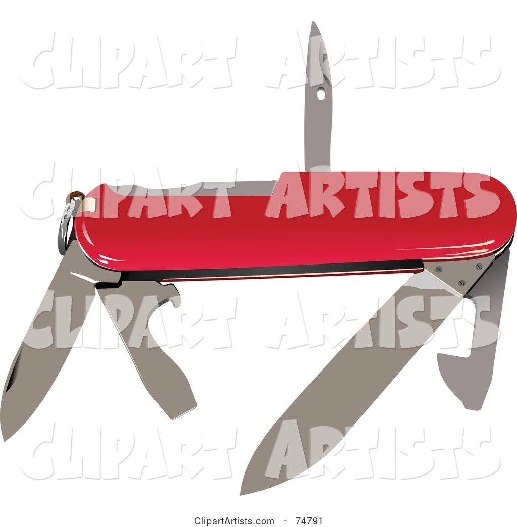 Red Swiss Army Knife with Silver Tools