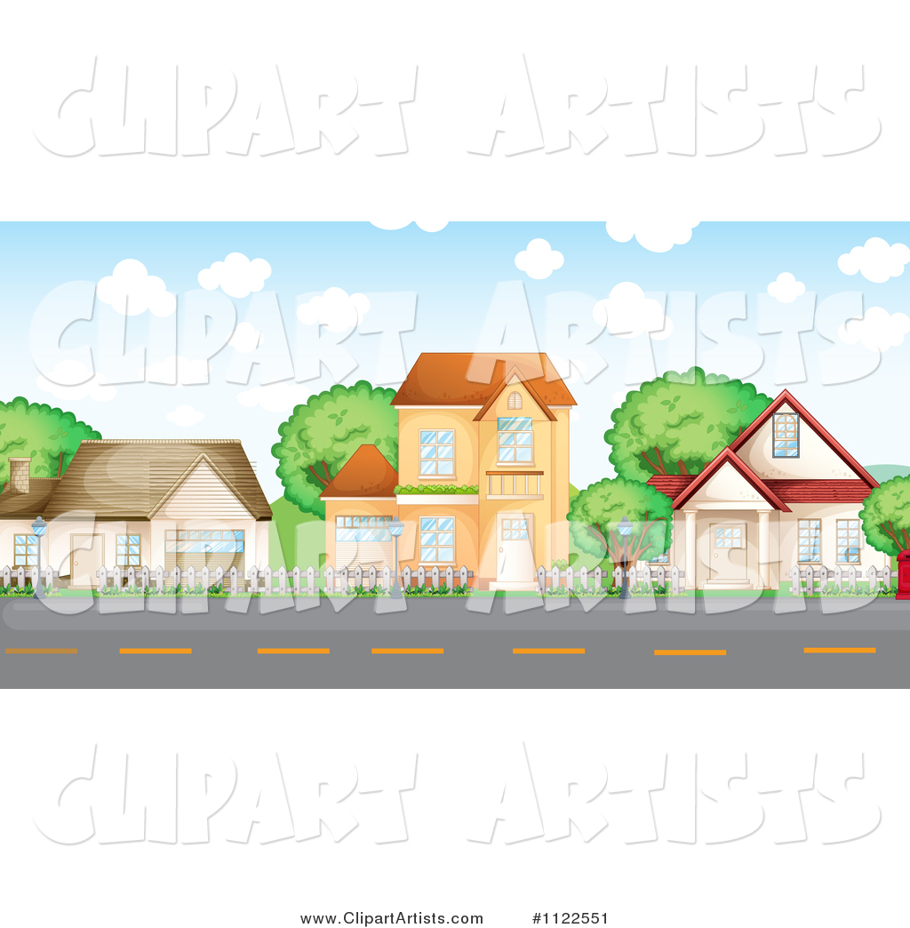 Residential Homes with Picket Fences on a Street