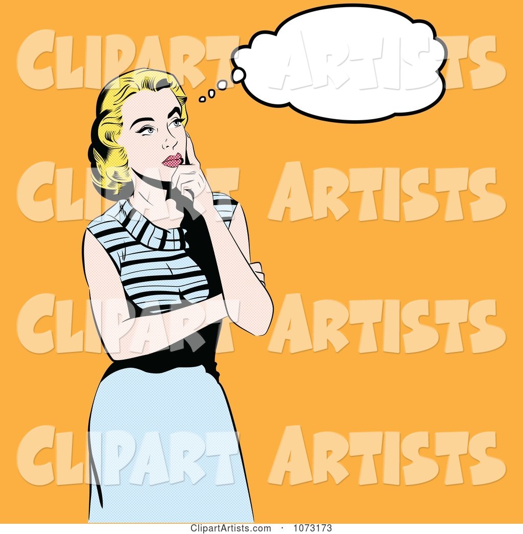Retro Blond Pop Art Woman Thinking