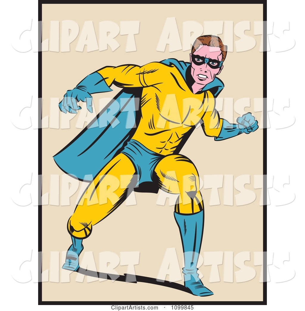 Retro Pop Art Super Hero Man in a Punching Stance
