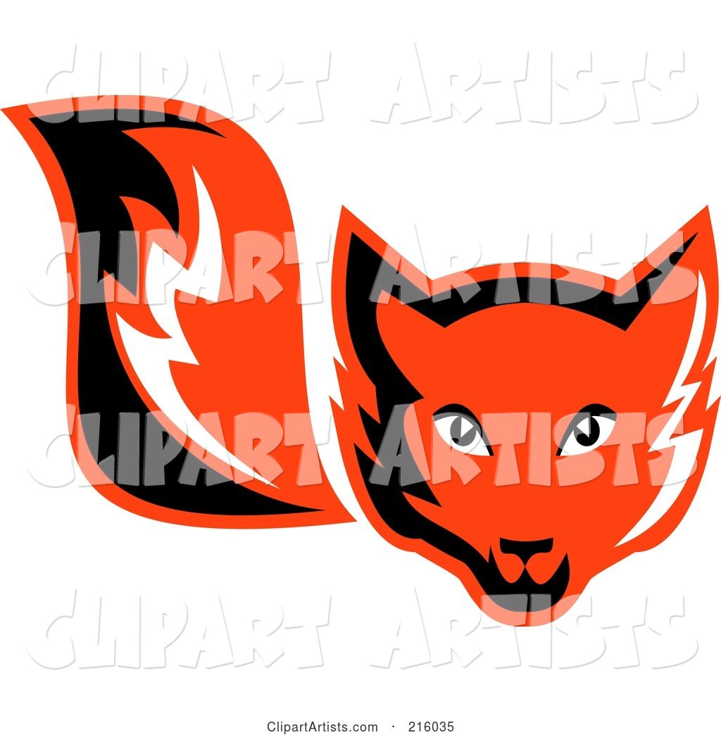 Retro Red Fox Face and Tail