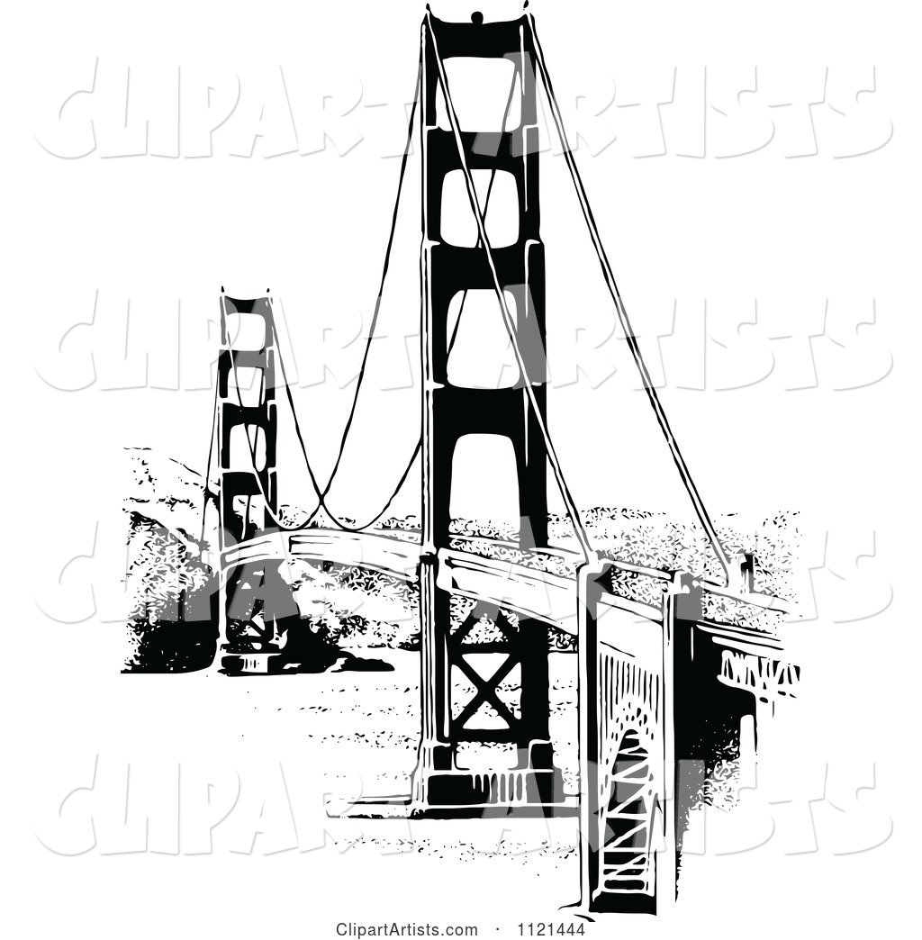 Retro Vintage Black and White Golden Gate Bridge