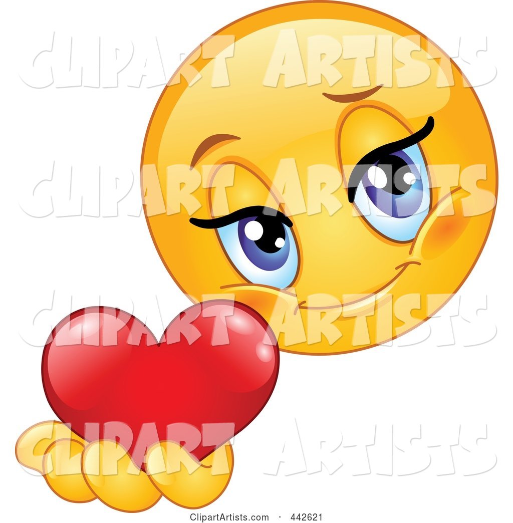 Romantic Female Emoticon Holding out a Heart