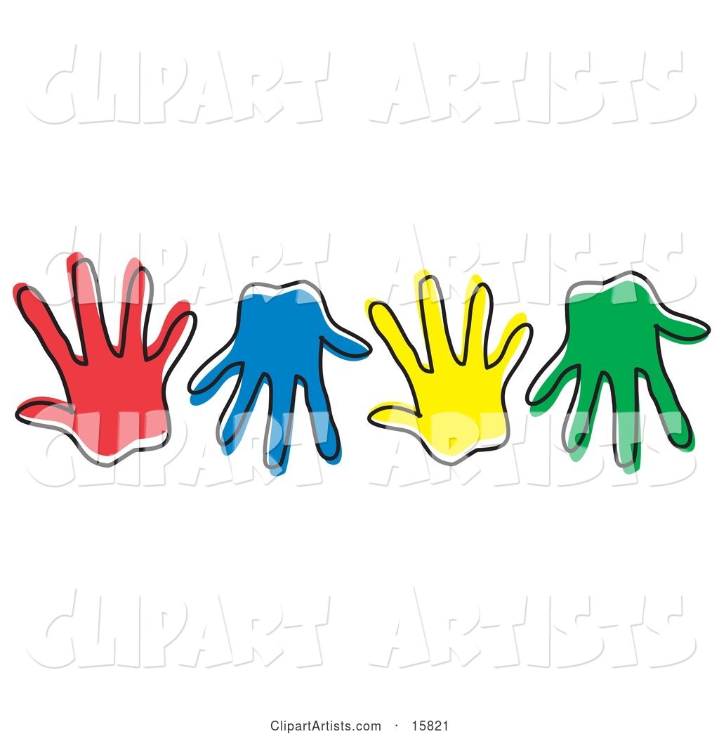 Row of Different Colored Hand Prints