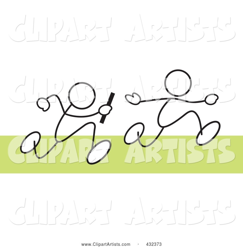 Royalty-Free (RF) Clipart Illustration of Stickler Men Running a Relay Race - 2