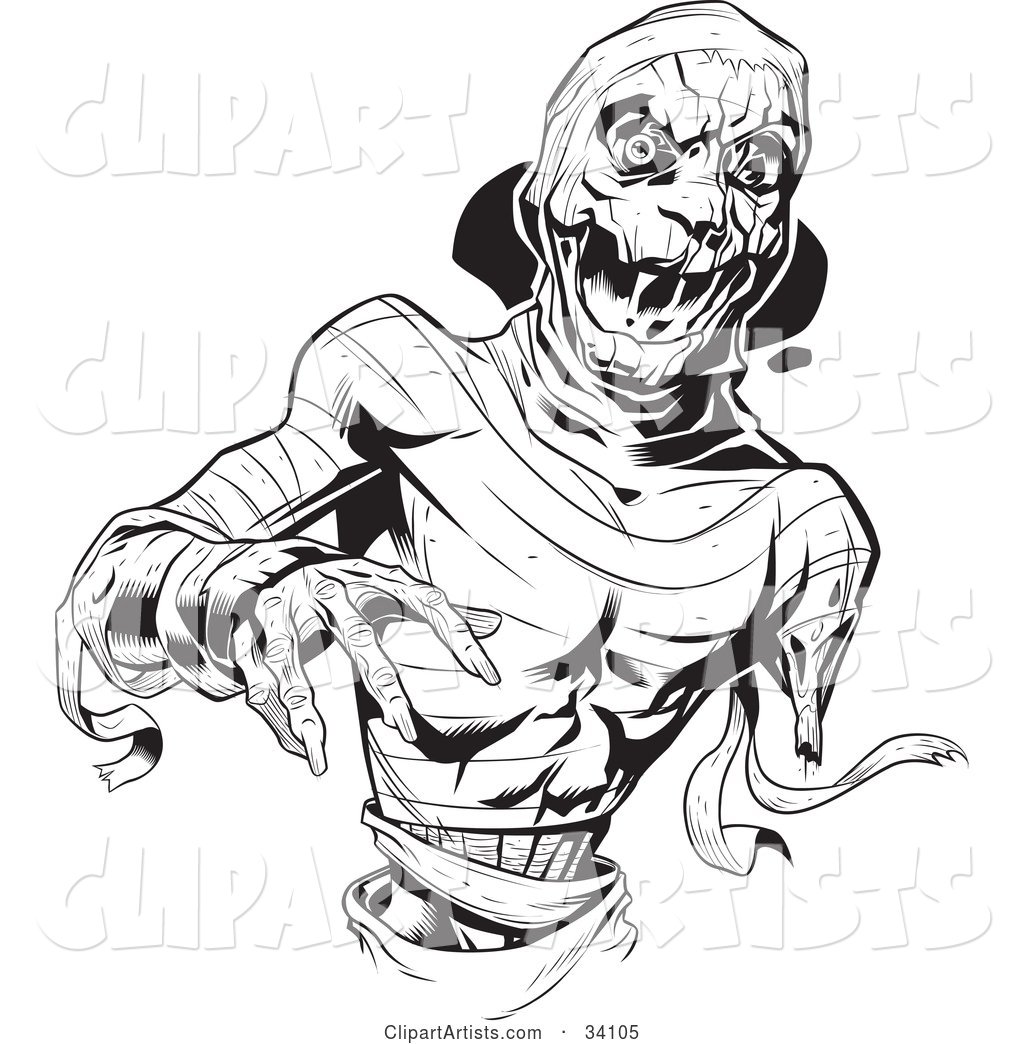 Scary Mummy with Loose Bandages, Reaching Forward