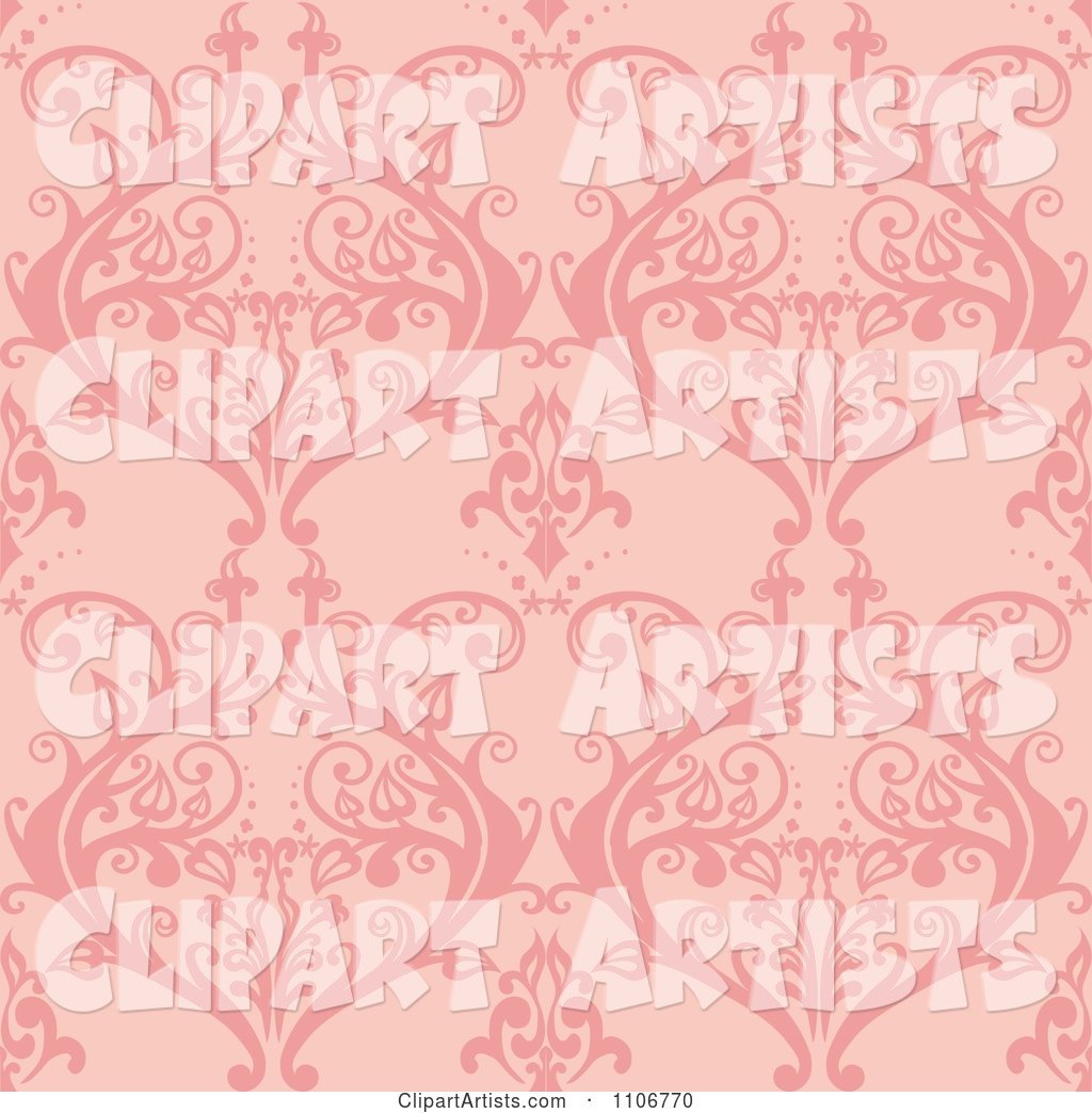 Seamless Pink Damask Background Pattern
