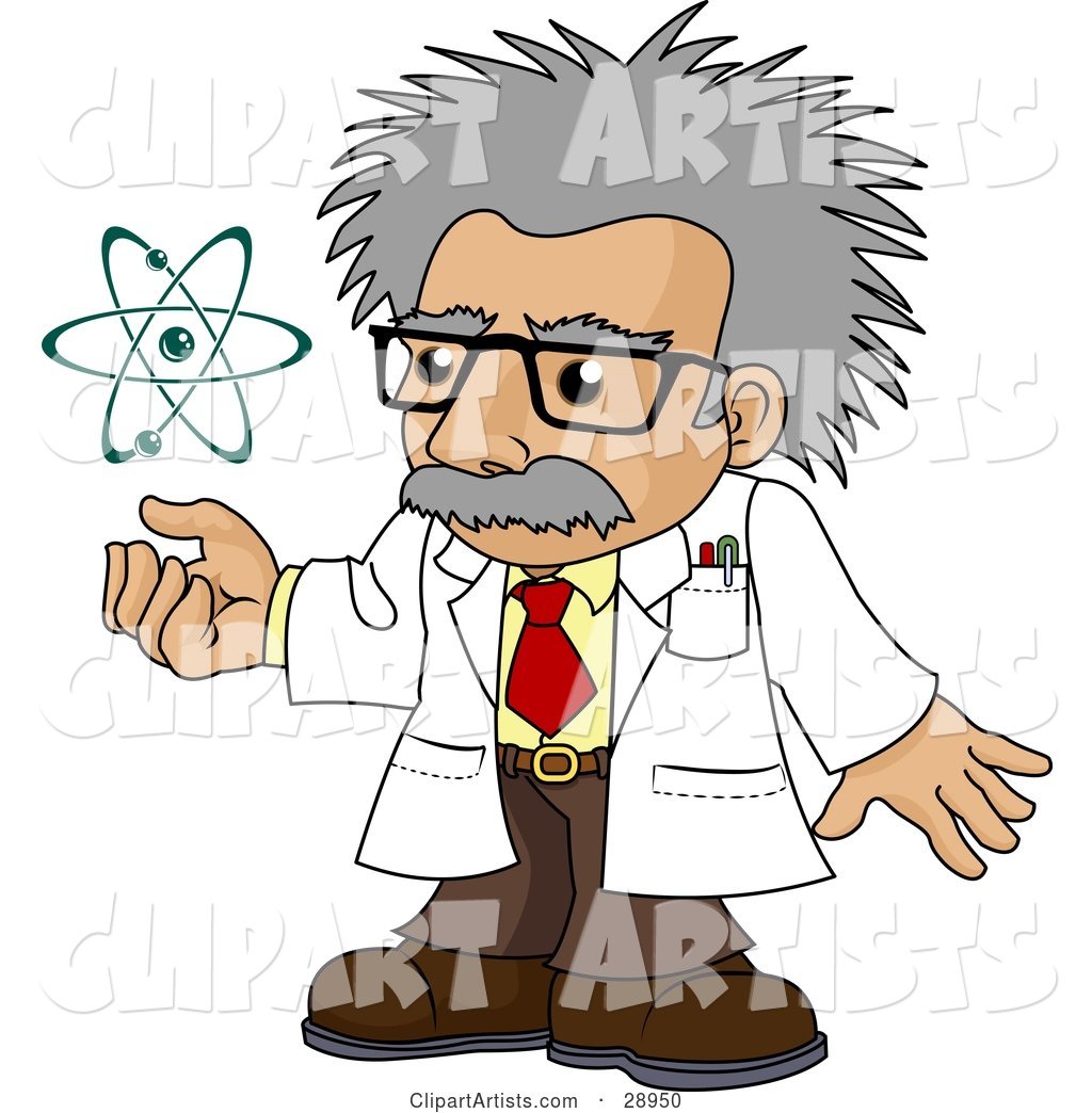 Senior, Gray Haired Scientist Holding His Hand Under a Spinning Galaxy