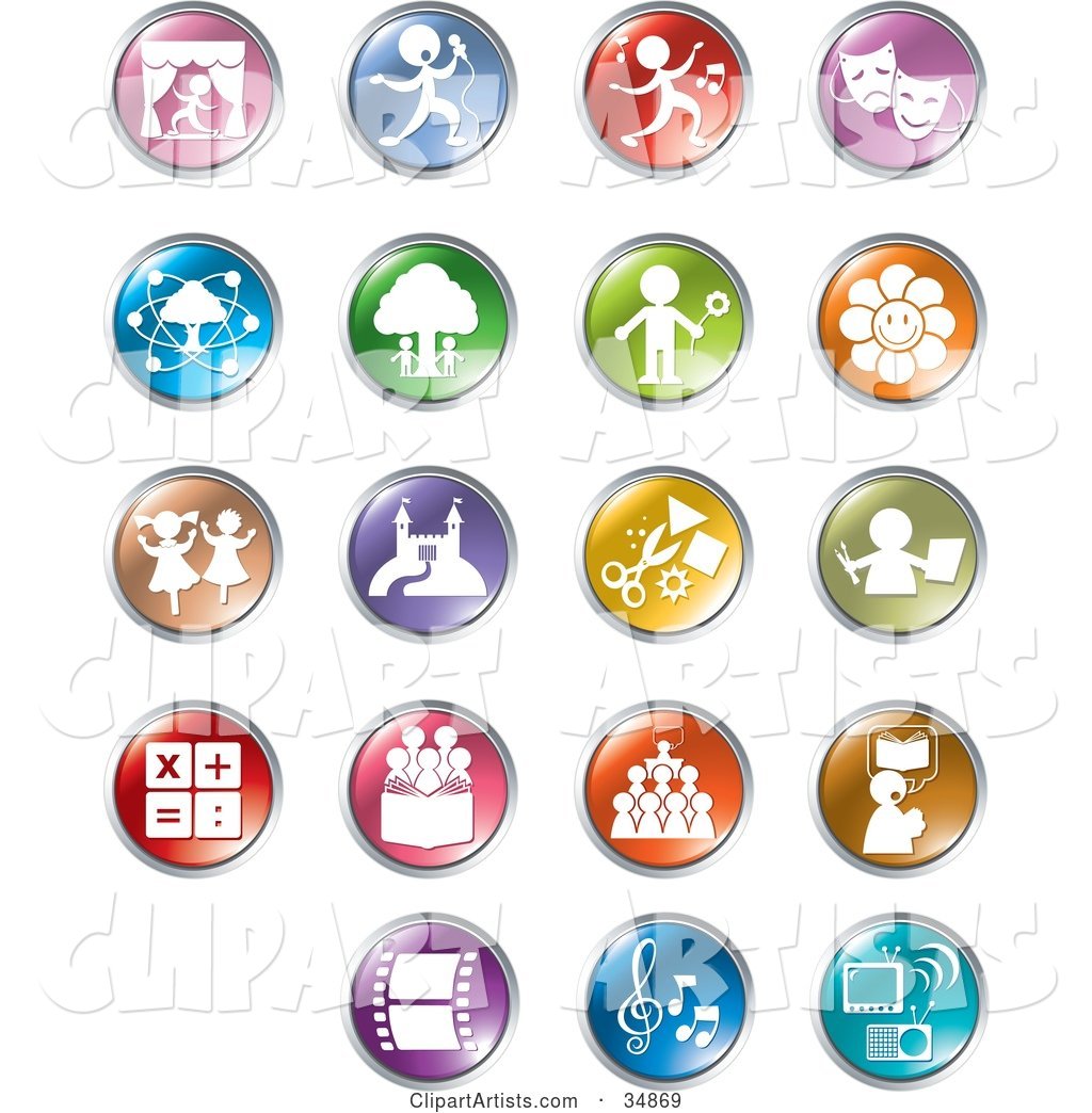 Set of Colorful Entertainment and Business Buttons