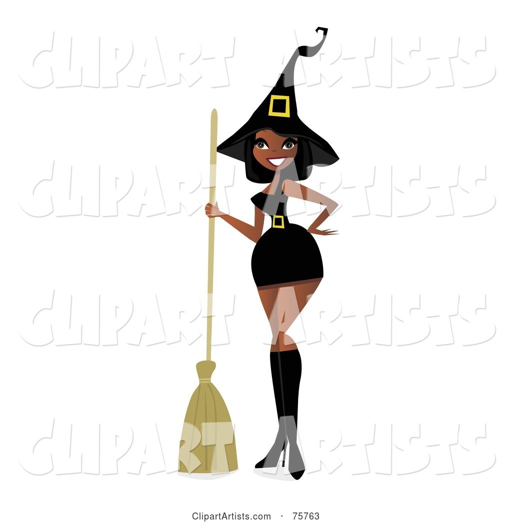 Sexy Black Witch Woman in a Short Dress