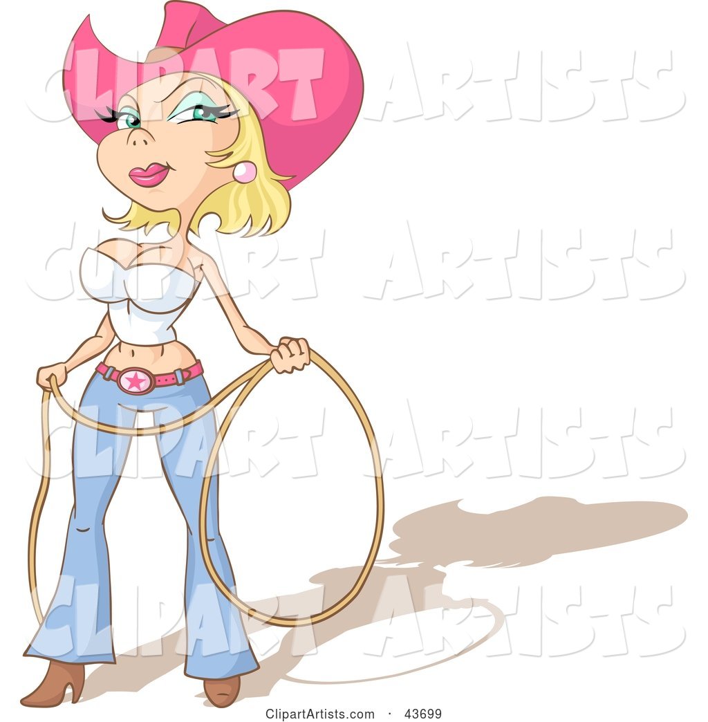 Sexy Blond Cowgirl Pinup Holding a Lasso