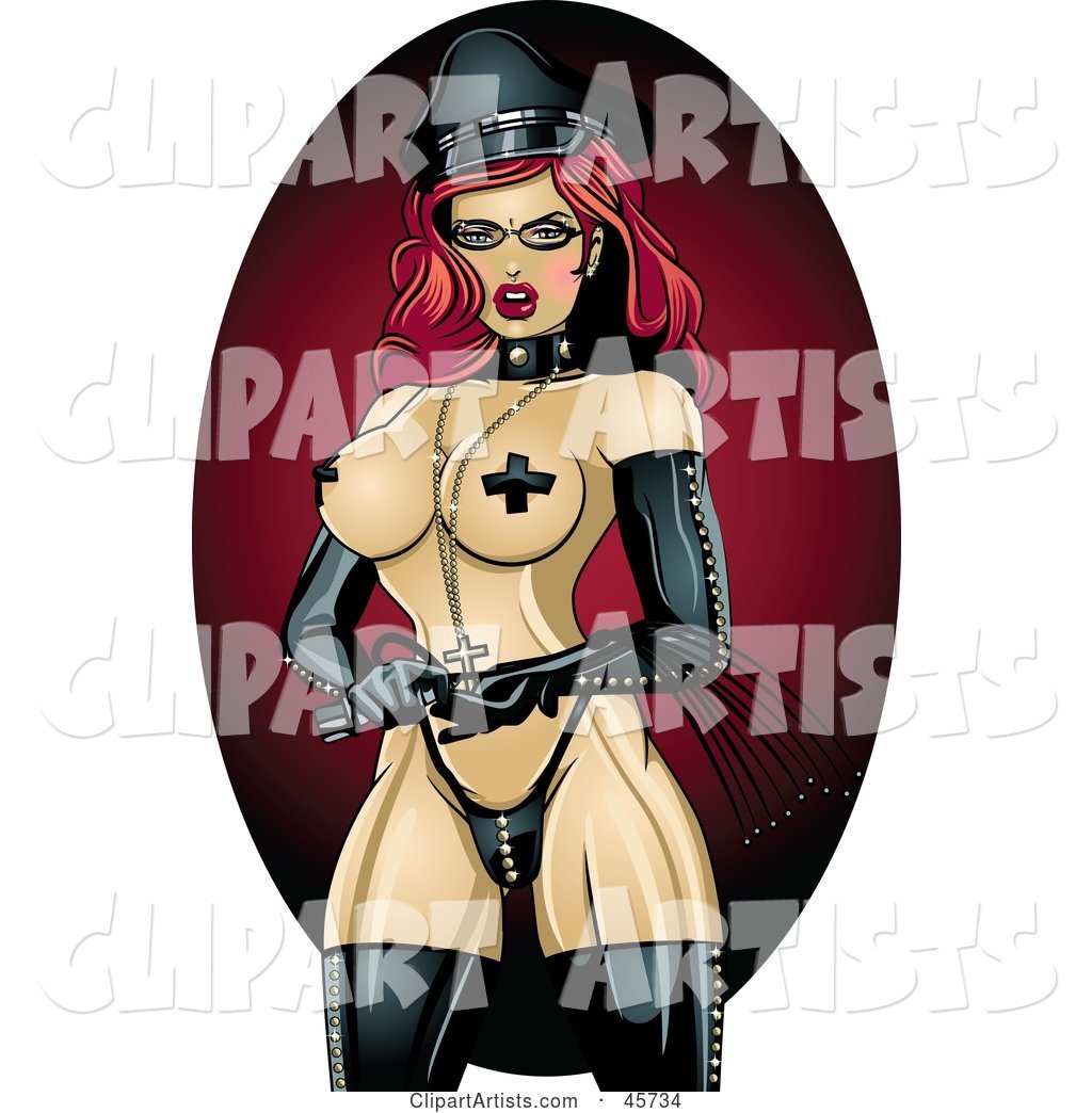 Sexy Dominatrix Pinup Woman Dressed in Leathers