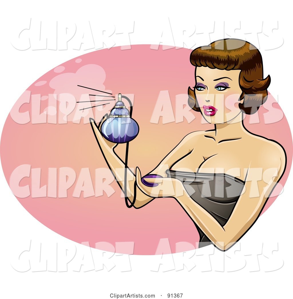 Sexy Pinup Perfume Spritzer Woman Spraying