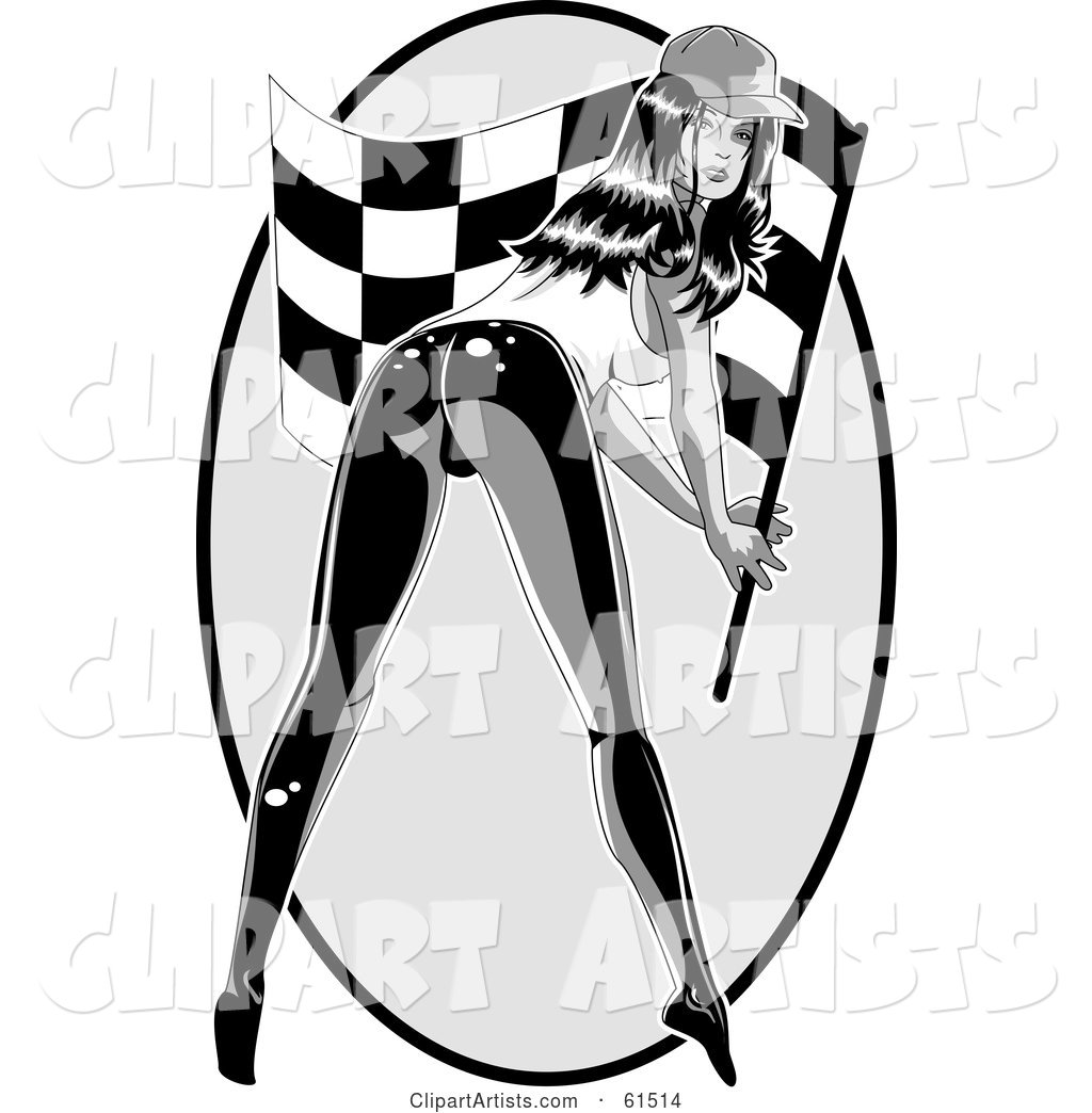 Sexy Woman Bending over and Waving a Racing Flag