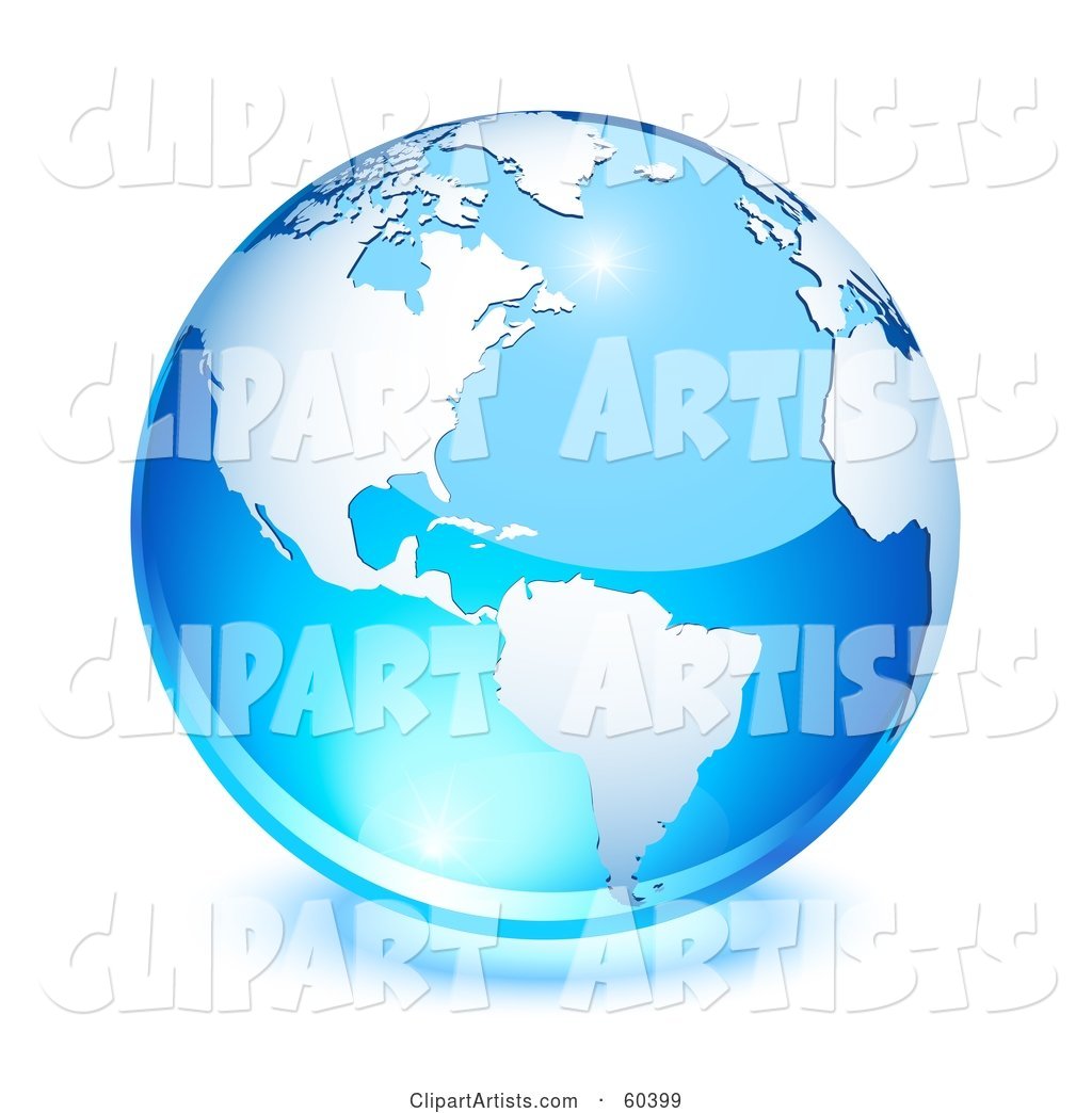 Shiny Blue Globe with American Continent and the Atlantic Ocean - Version 1
