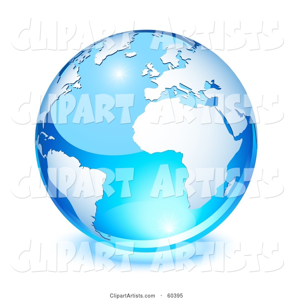 Shiny Blue Globe with South America, Africa, and the Atlantic Ocean - Version 1
