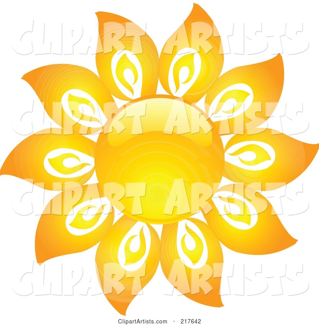 Shiny Orange Hot Summer Sun Design Element - 16