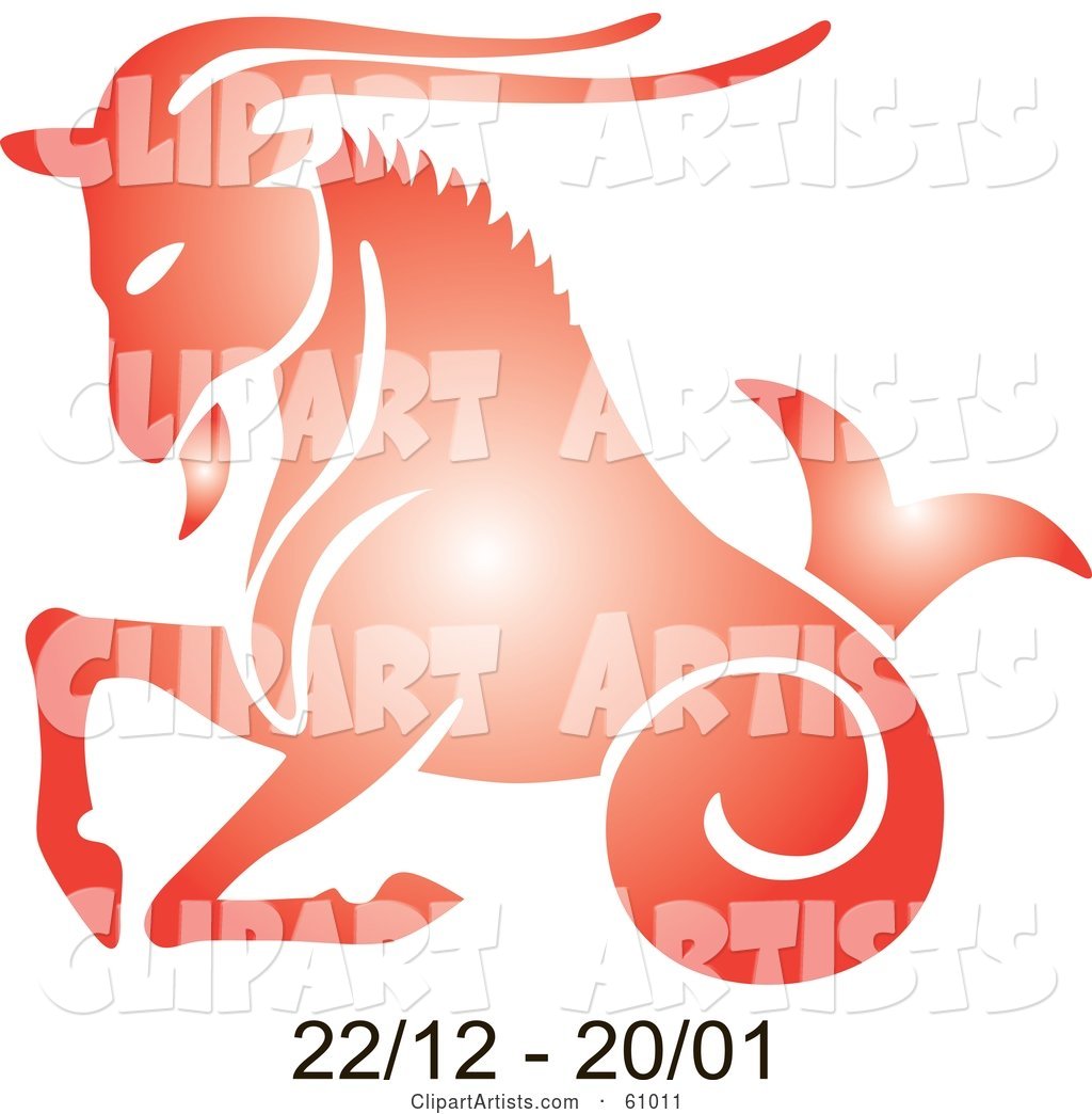 Shiny Red Capricorn Astrology Symbol with Duration Dates