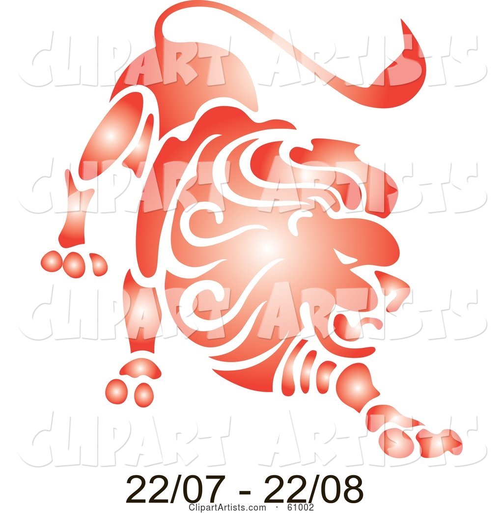 Shiny Red Leo Astrology Symbol with Duration Dates