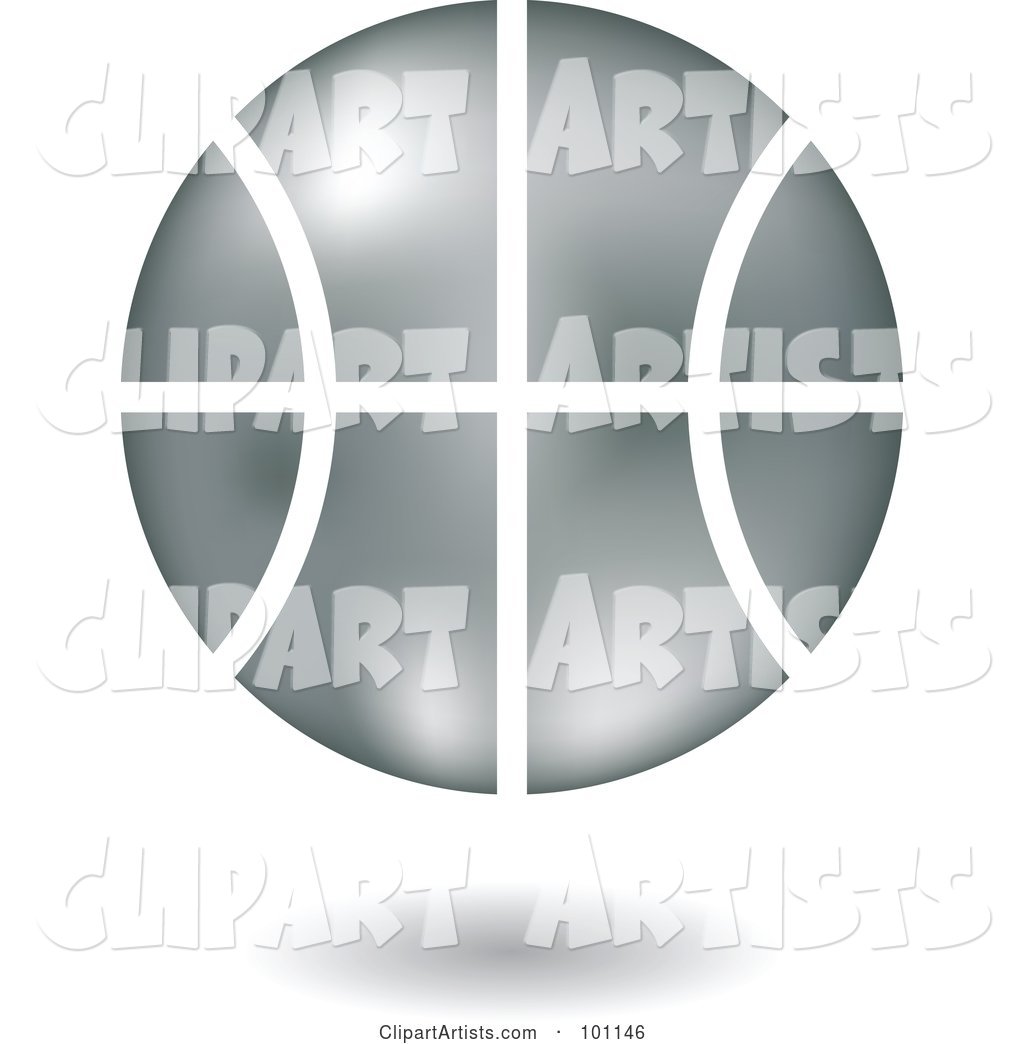Shiny Silver Basketball Logo Icon