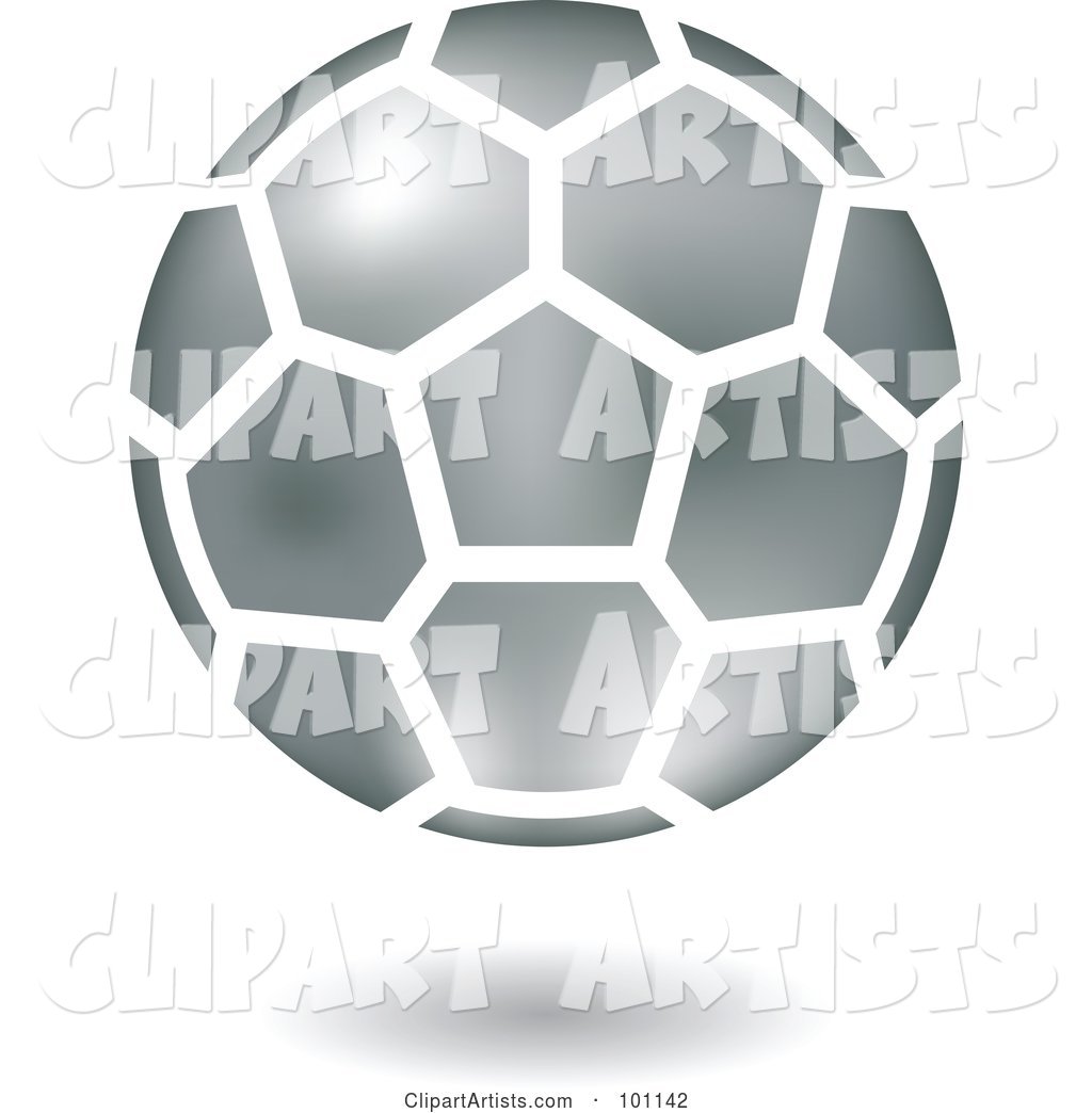 Shiny Silver Soccer Logo Icon