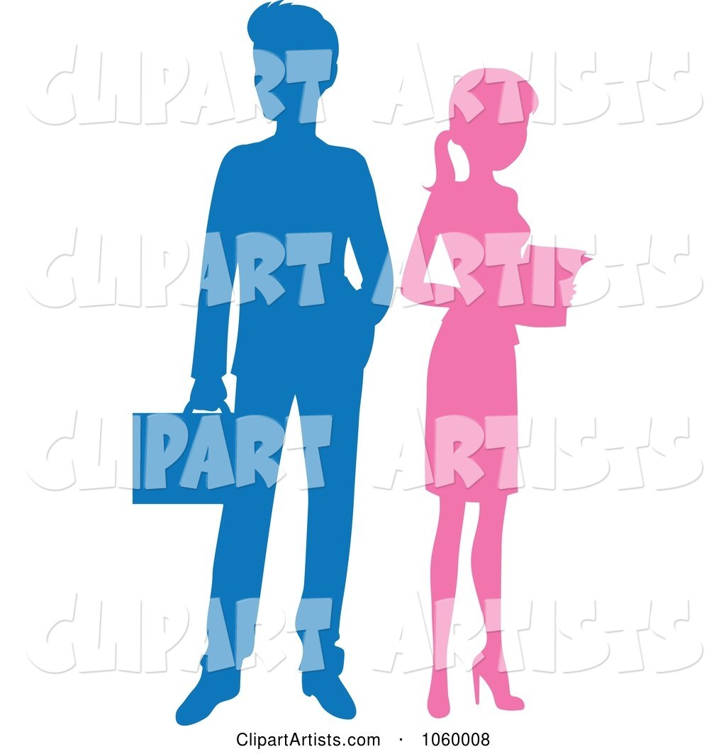Silhouetted Business Man and Woman