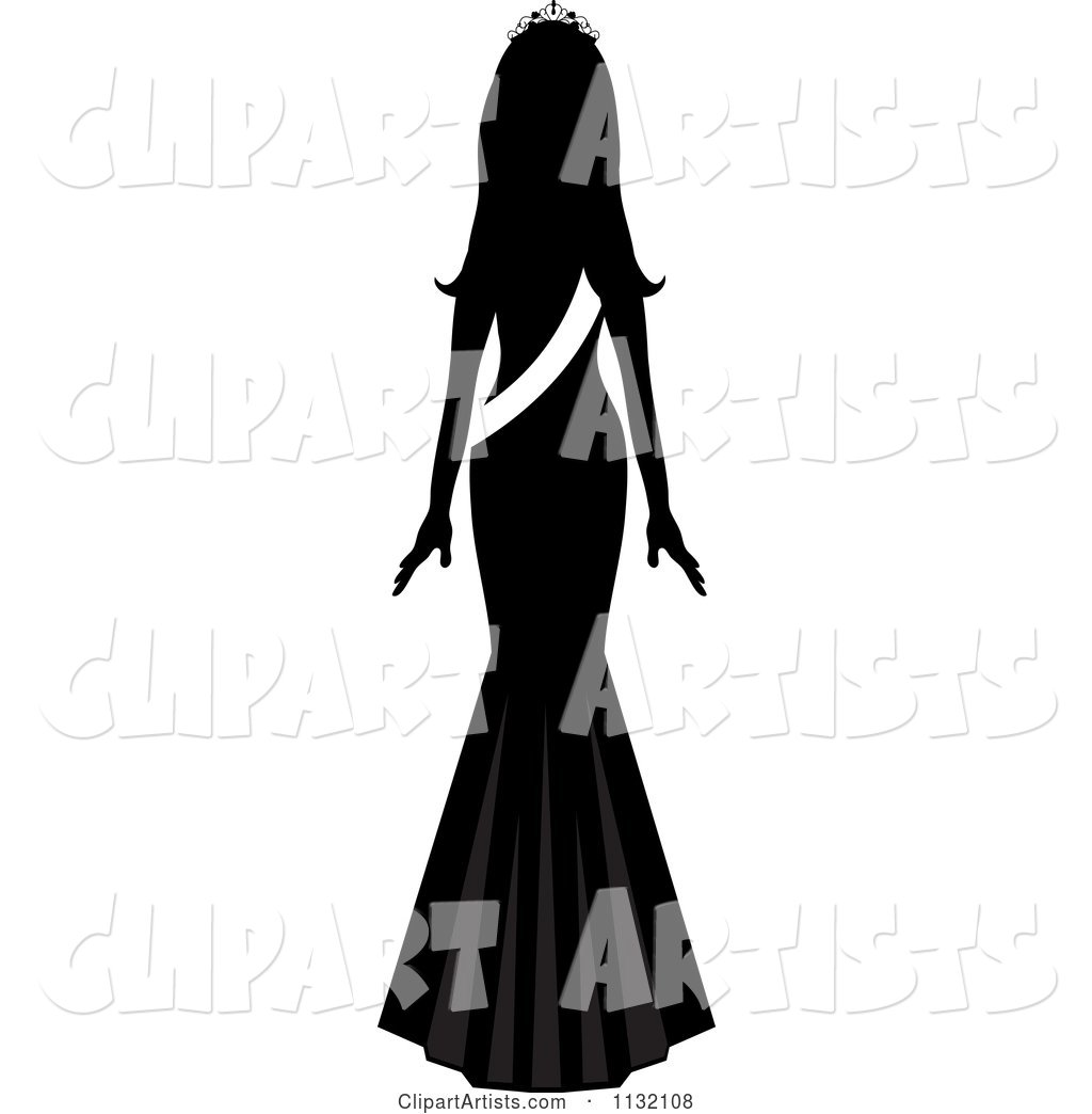 Silhouetted Miss America Beauty Pageant Winner with a Sash