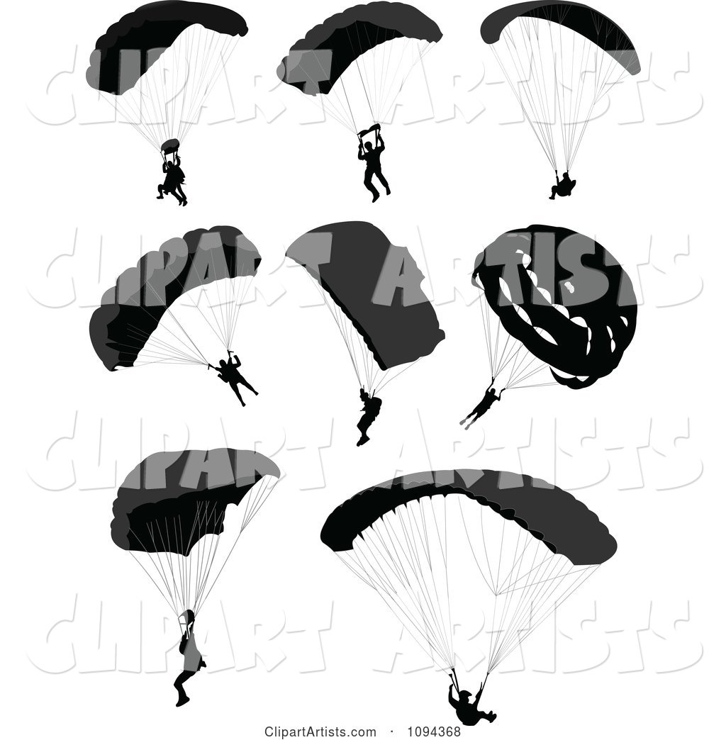 Silhouetted Parachuters