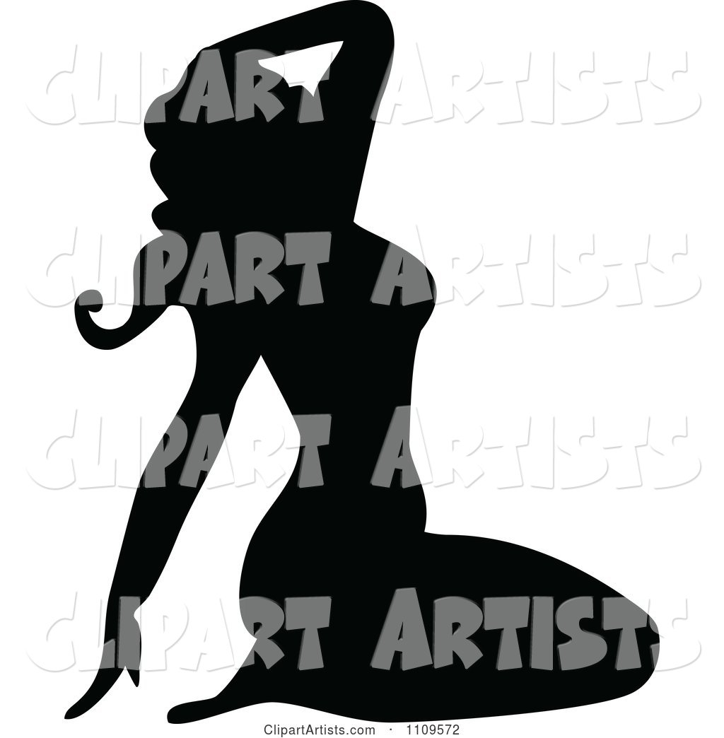 Silhouetted Pinup Woman Sitting on Her Knees