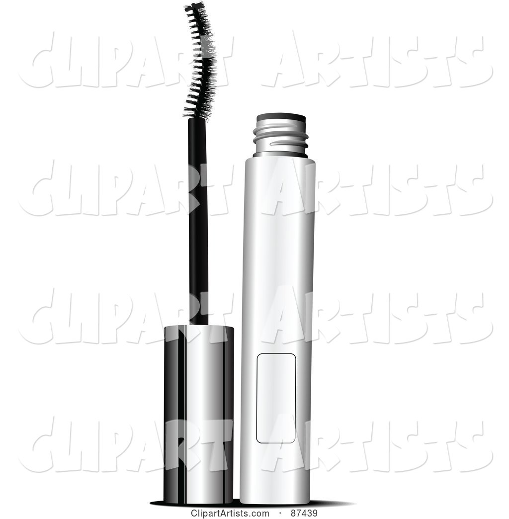 Silver Mascara Tube with a Curved Wand