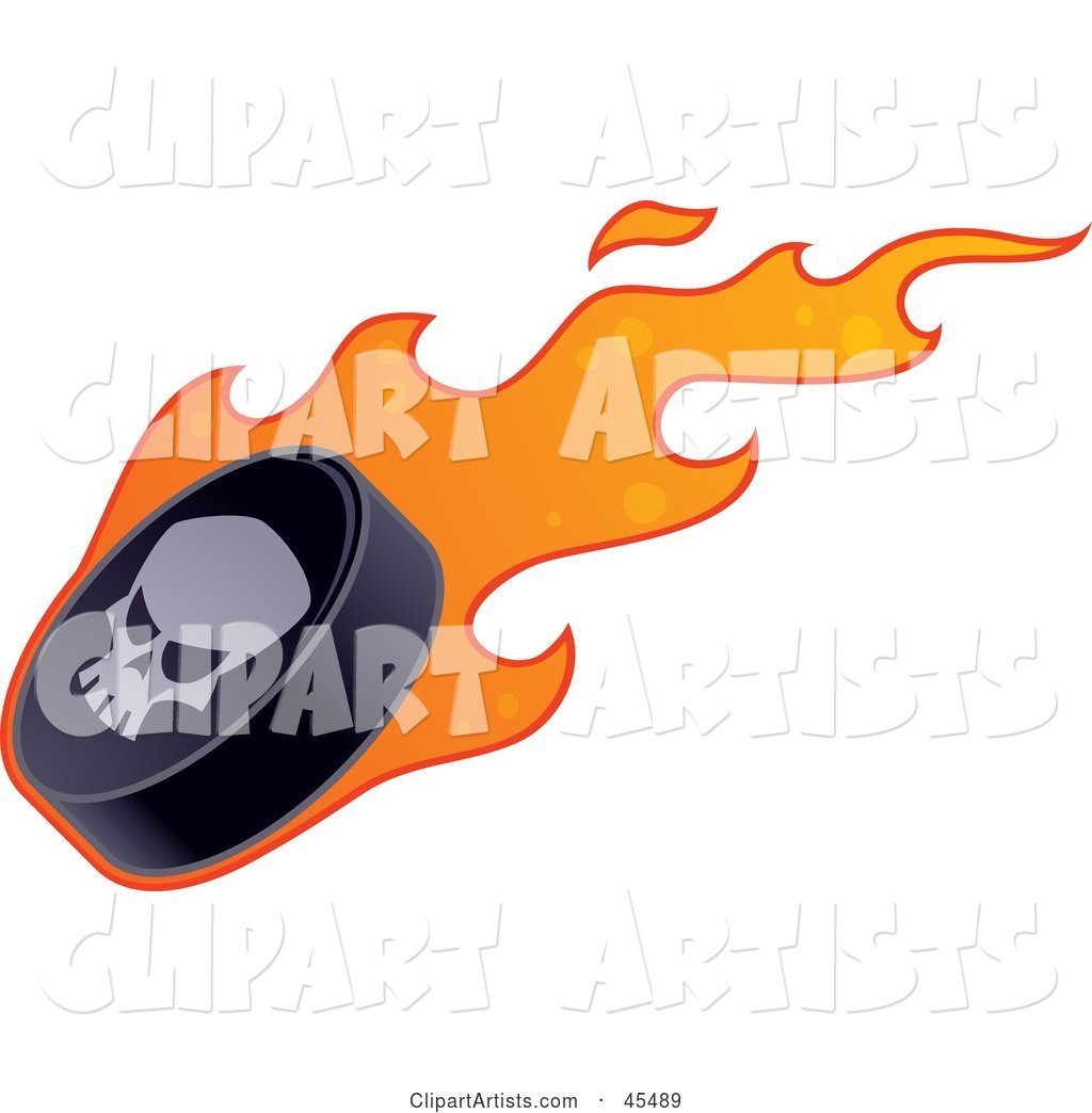 Skull on a Flaming Hockey Puck
