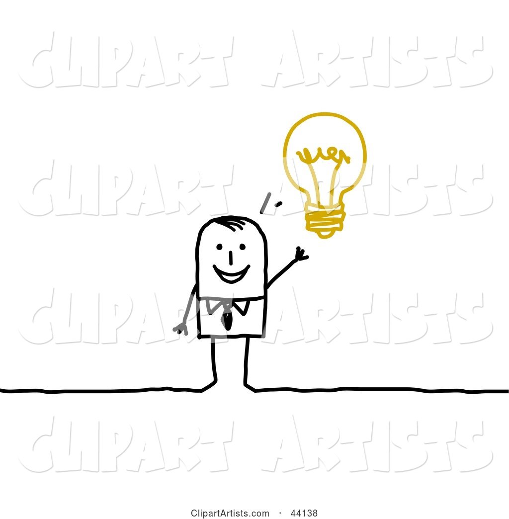 Smart Stick Businessman with an Idea Displayed As a Light Bulb