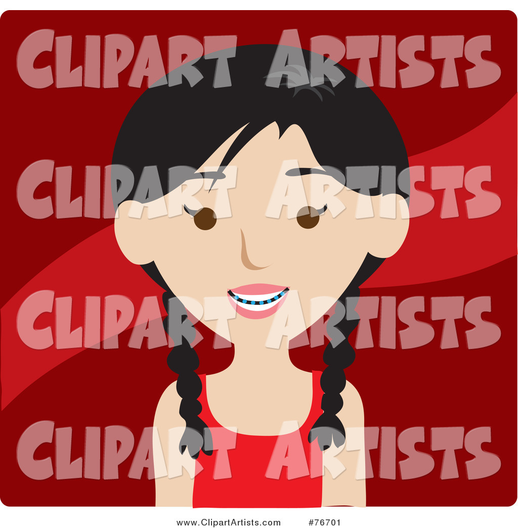 Smiling Asian Girl Avatar with Braces