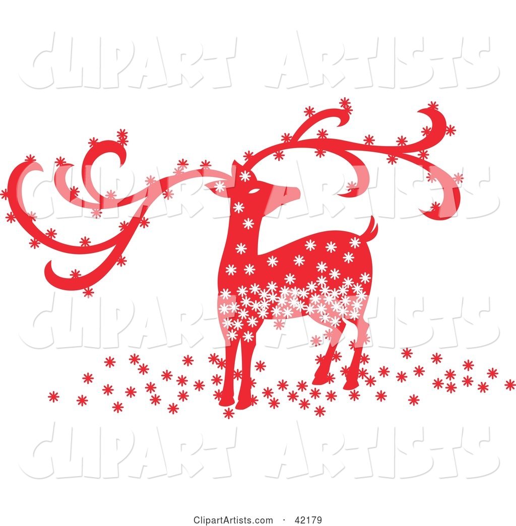 Sparkling Red Christmas Reindeer with Large Antlers