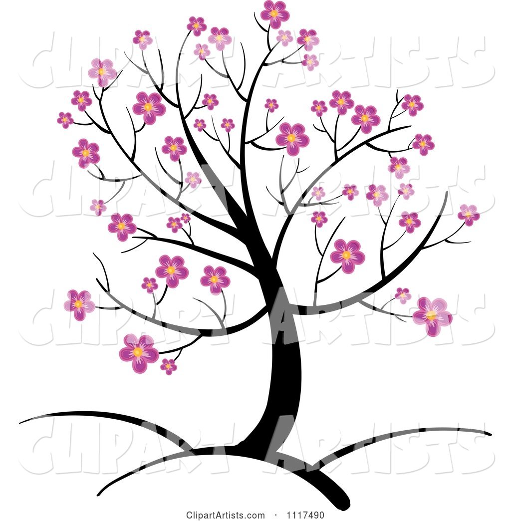 Spring Tree with Pink Cherry Blossoms