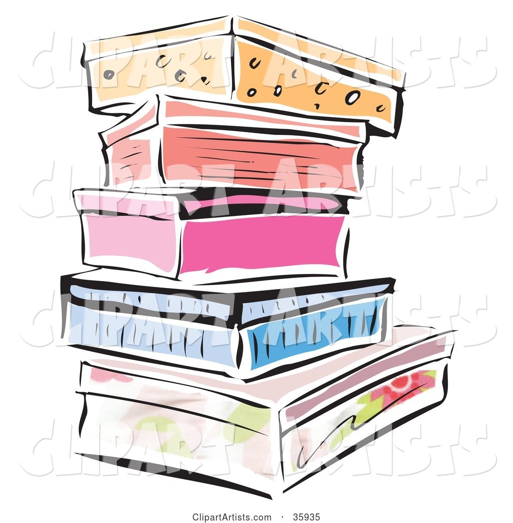 Stack of Colorful Shoe Boxes or Storage Containers