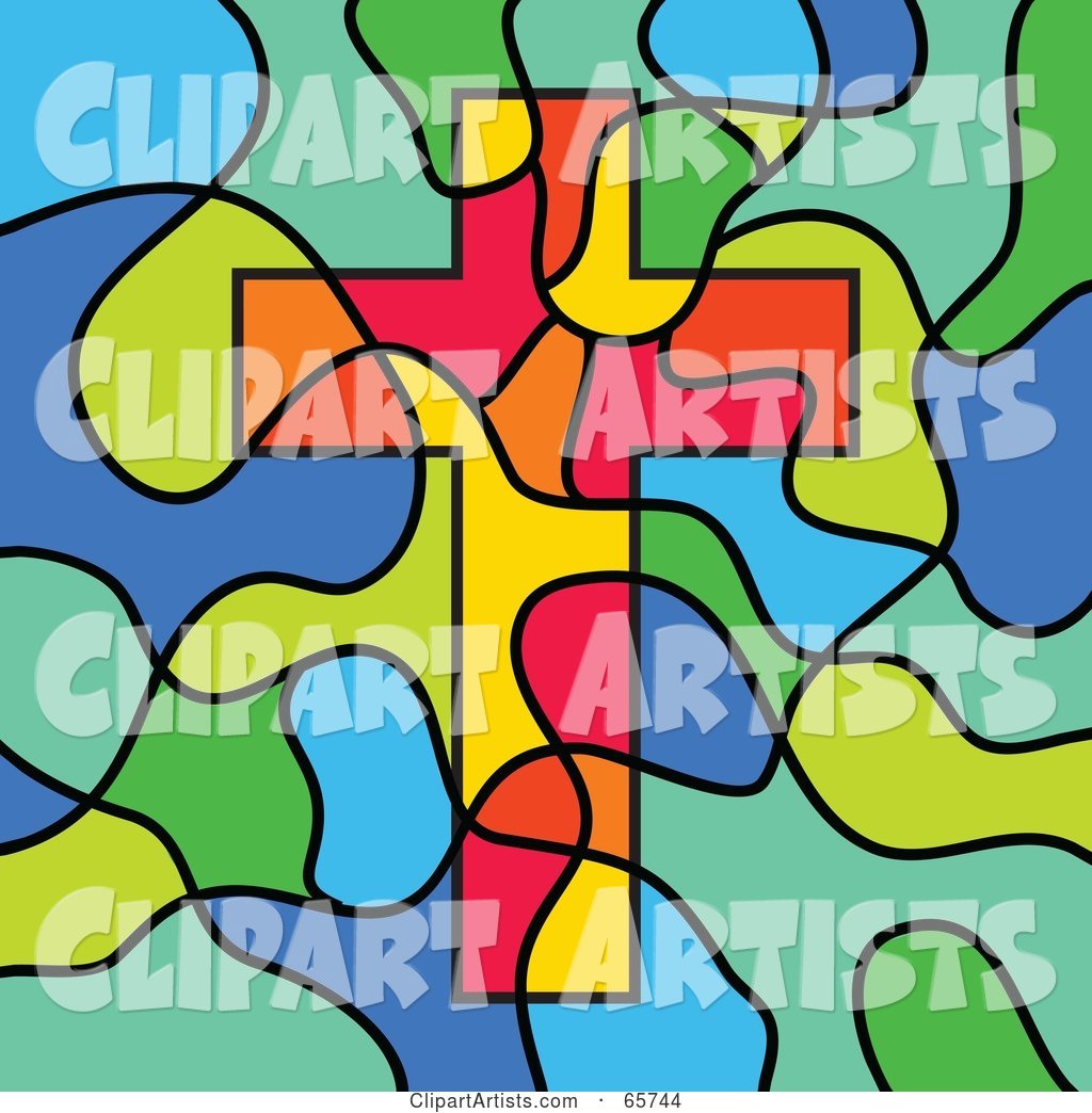 Stained Glass Christian Cross Background