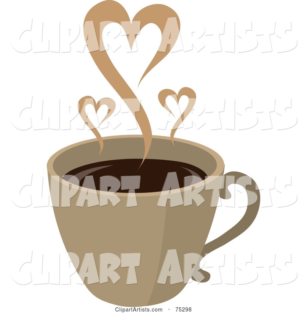 Steam Hearts Rising from a Brown Cup of Coffee