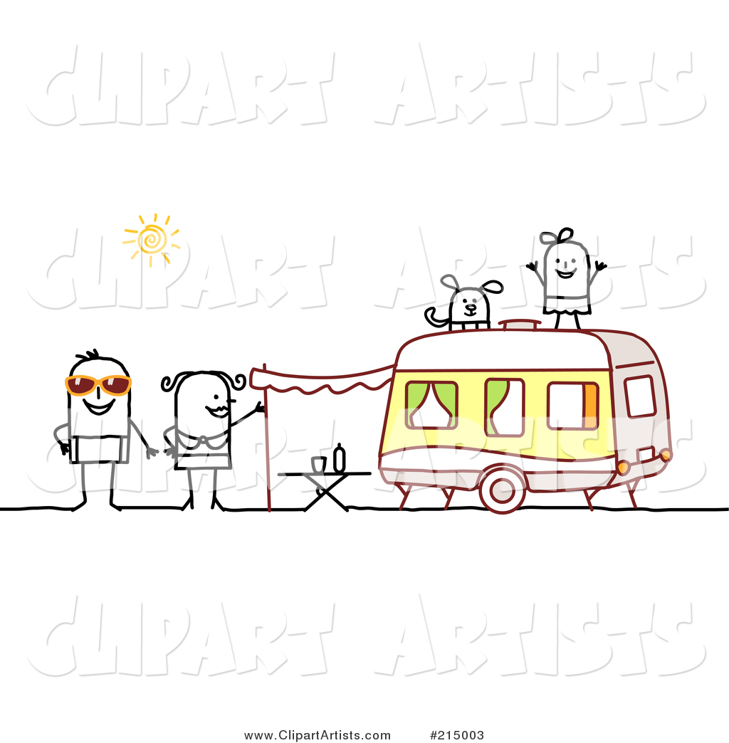 Stick Family Camping with a Camper