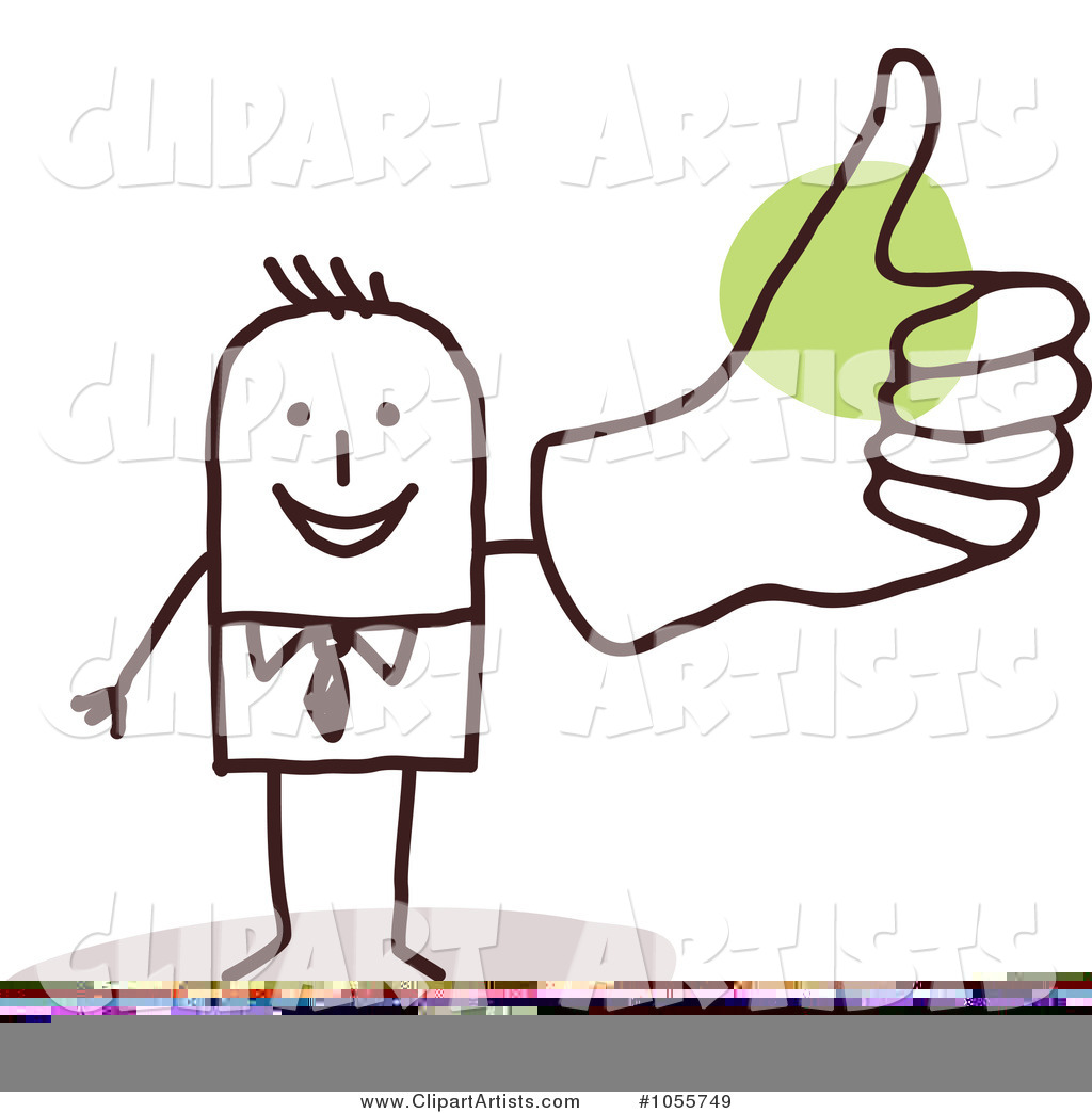 Stick Man Giving a Thumbs up with a Big Hand