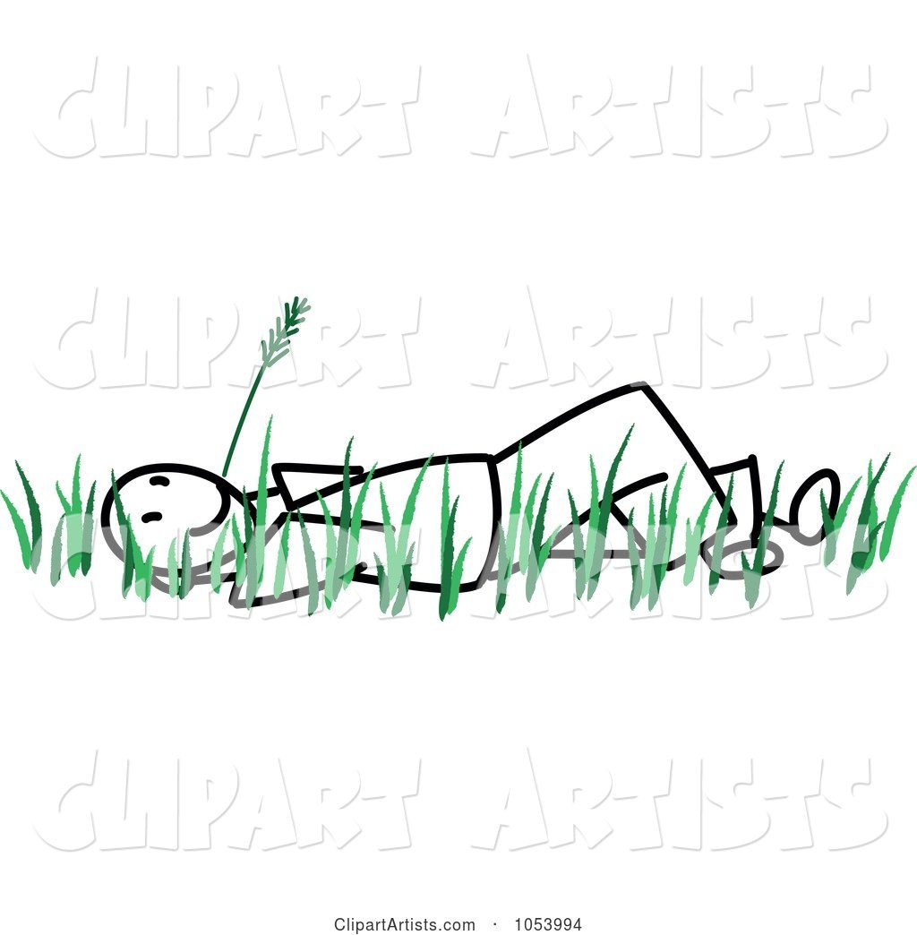 Stick Man Laying in Grass