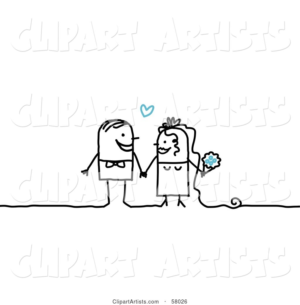 Stick People Character Couple Bride and Groom Getting Hitched