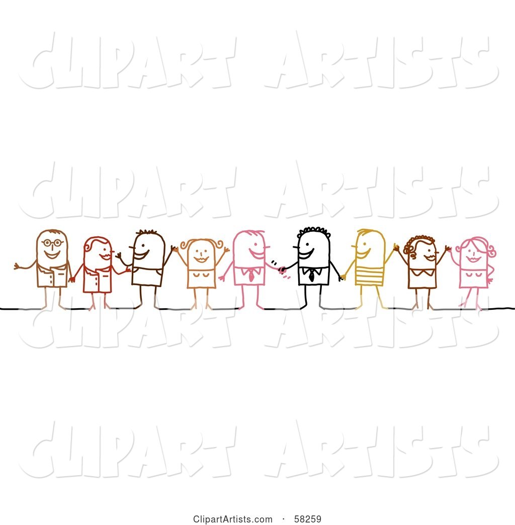 Stick People Character Diverse Business Team Standing