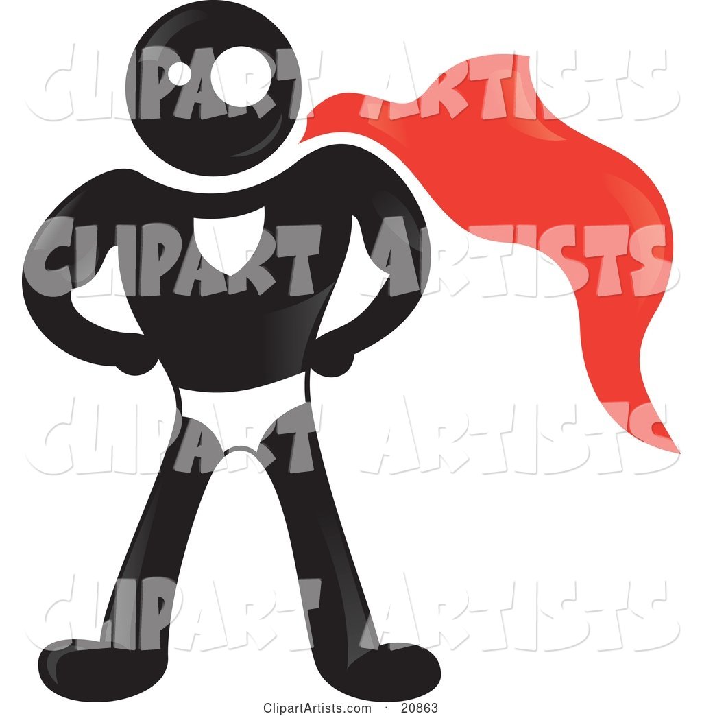 Strong Blackman Character Wearing a Red Super Hero Cape