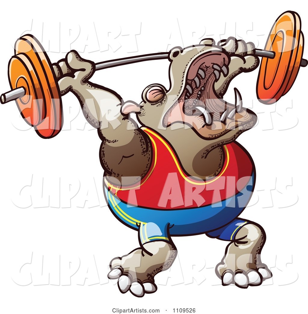 Strong Bodybuilder Hippo Weight Lifting