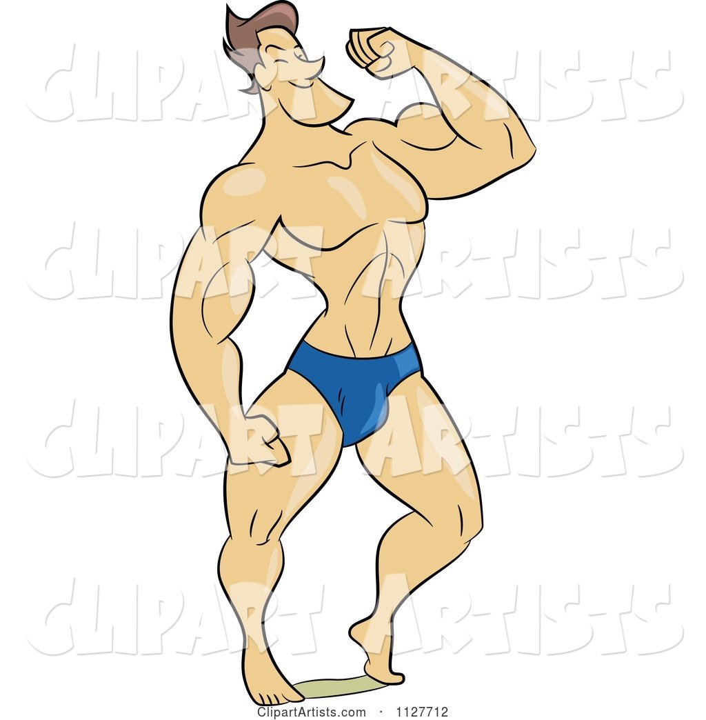 Strong Muslce Man Flexing in a Speedo