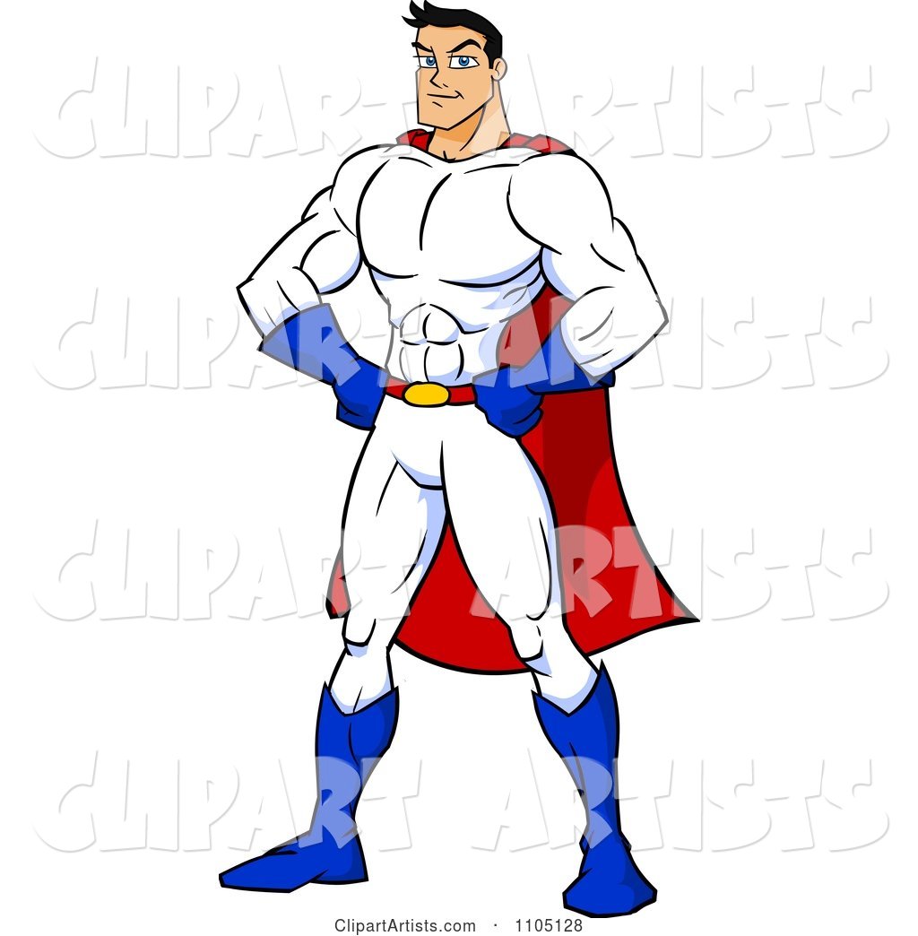 Strong Super Hero Man with His Hands on His Hips